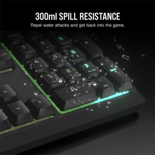 CORSAIR Vezetékes Billentyűzet Gaming, K55 CORE RGB, Médiavezérlő gombok, Cseppálló, US, fekete