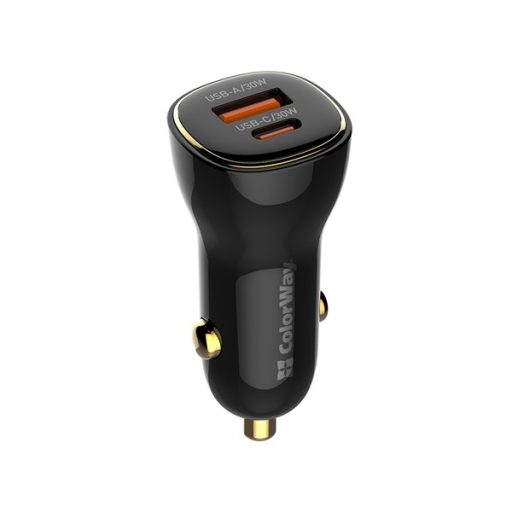 COLORWAY Autós töltő, CW-CHA046PD-BK Power Delivery Port PPS USB (USB-A + USB-C) (60 W) Fekete