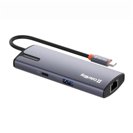 COLORWAY USB-elosztó (dokkolóállomás) CW-HUB03, USB-C 6-B-1 Type C PD 100W/USB3.0x3/USB2.0/RJ45