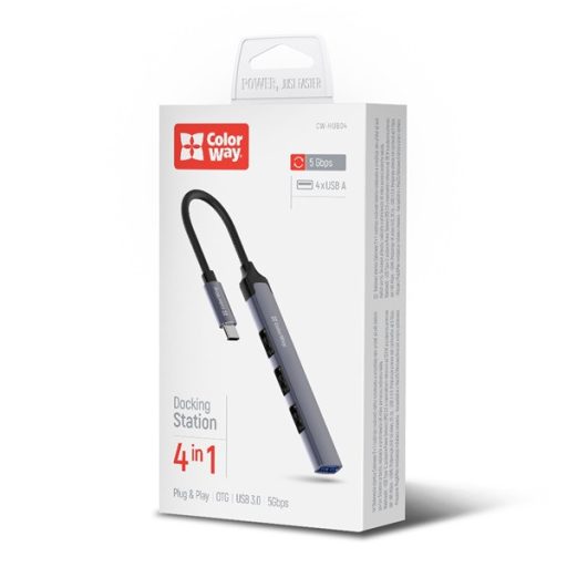 COLORWAY USB-elosztó CW-HUB04, USB-C 4-B-1 USB2.0X3/USB3.0