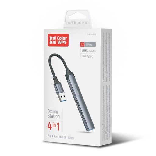 COLORWAY USB-elosztó CW-HUB05, USB-A 4-B-1 USB2.0X3/USB3.0