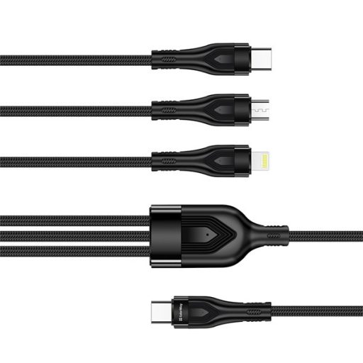 COLORWAY Kábel Type-C CW-CBPDU3060-BK, 3B1 (Lightning+MicroUSB+Type-C) 3.0A (PD60W adatok) 1.2 fekete