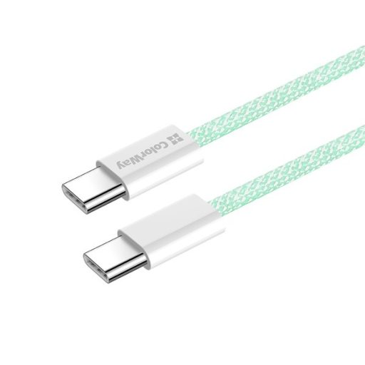 COLORWAY Kábel Type-C CW-CBPDCC061-G, fonott pamut, PD Fast Charging 60W, 3,0A 1M zöld