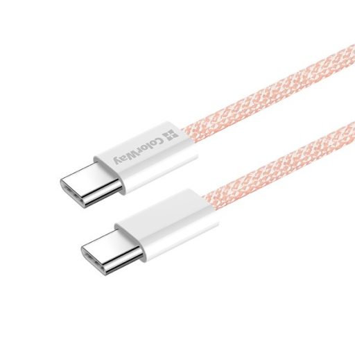 COLORWAY Kábel Type-C CW-CBPDCC061-P, fonott pamut, PD Fast Charging 60W, 3,0A 1M rózsaszín