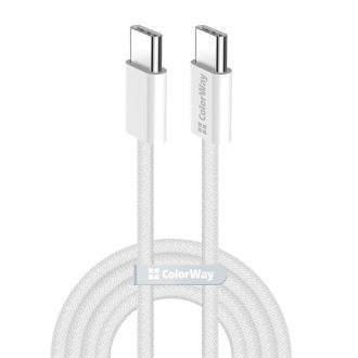   COLORWAY Kábel Type-C CW-CBPDCC061-GR, fonott pamut, PD Fast Charging 60W, 3,0A 1M szürke