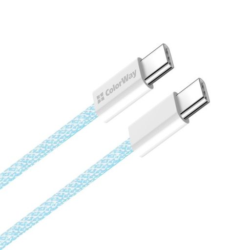 COLORWAY Kábel Type-C CW-CBPDCC061-BL, fonott pamut, PD Fast Charging 60W, 3,0A 1M kék