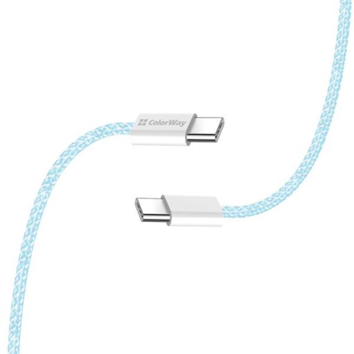 COLORWAY Kábel Type-C CW-CBPDCC061-BL, fonott pamut, PD Fast Charging 60W, 3,0A 1M kék