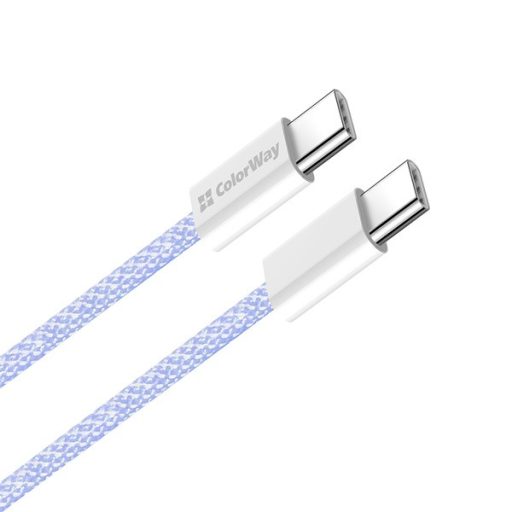 COLORWAY Kábel Type-C CW-CBPDCC061-PU, fonott pamut, PD Fast Charging 60W, 3,0A 1M lila