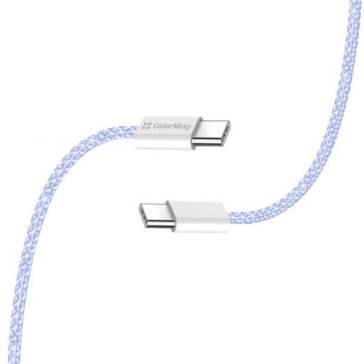 COLORWAY Kábel Type-C CW-CBPDCC061-PU, fonott pamut, PD Fast Charging 60W, 3,0A 1M lila