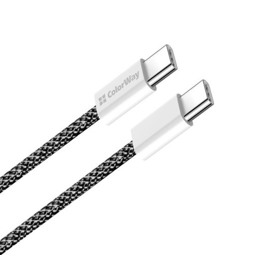 COLORWAY Kábel Type-C CW-CBPDCC061-BK, fonott pamut, PD Fast Charging 60W, 3,0A 1M fekete