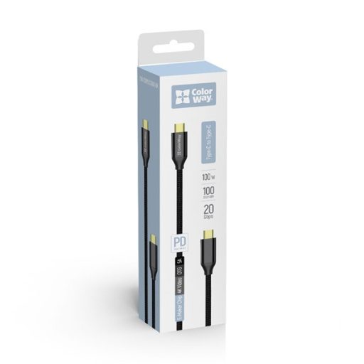 COLORWAY Kábel Type-C CW-CBPDCC062-BK, USB3.2, 20Gbps 4K PD100W, Gen2 5A 1M fekete