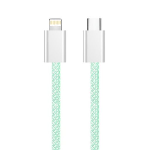 COLORWAY Kábel Type-C CW-CBPDCL061-G, Apple Lightning, fonott pamut, PD 27W, 1M zöld