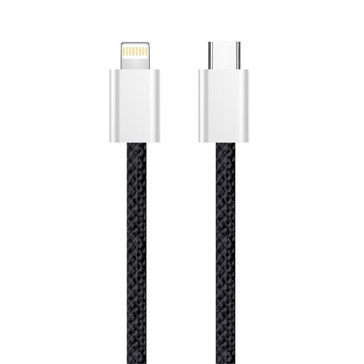 COLORWAY Kábel Type-C CW-CBPDCL061-BK,  Apple Lightning, fonott pamut, PD 27W, 1M fekete