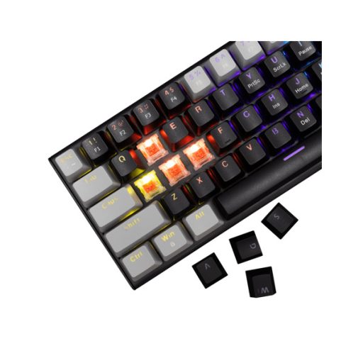 WHITE SHARK WAKIZASHI-2/B-G/R-HU, GK-002113V2/B-G/R-HU fekete/szürke magyar, mechanikus gamer billentyűzet, piros kapcs.