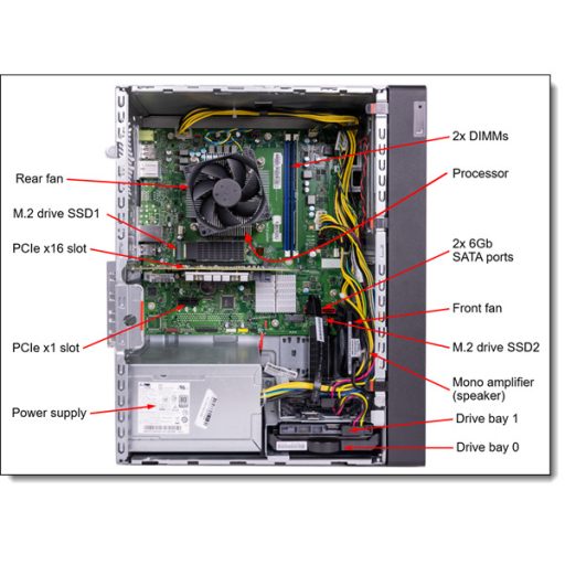LENOVO torony szerver - ST45 V3 (3.5"), 4C AMD EPYC 4124P 3.8GHz, 1x16GB, 2x 1TB HDD, Software RAID, 500W.