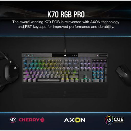 CORSAIR Vezetékes Billentyűzet Gaming, K70 RGB PRO, Mechanikus, CHERRY MX SPEED switch, Alumínium keret, US, szürke