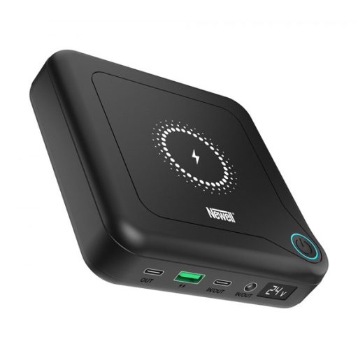 NEWELL GP12 vezeték powerbank, 24.000 mAh, 8 adapter, LED kijelző, vezeték nélküli töltés,