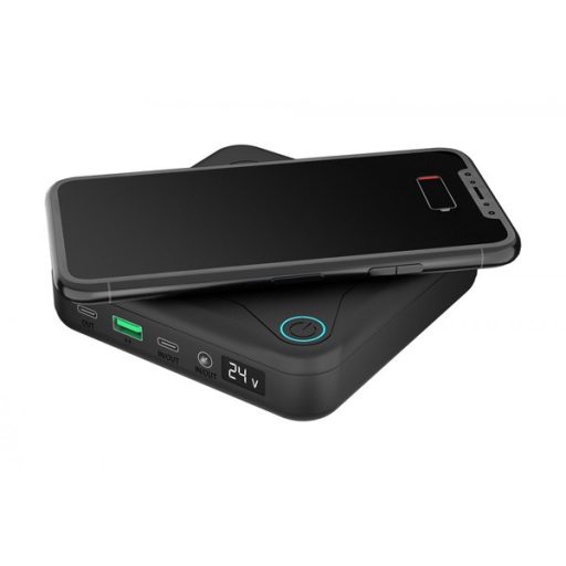 NEWELL GP12 vezeték powerbank, 24.000 mAh, 8 adapter, LED kijelző, vezeték nélküli töltés,