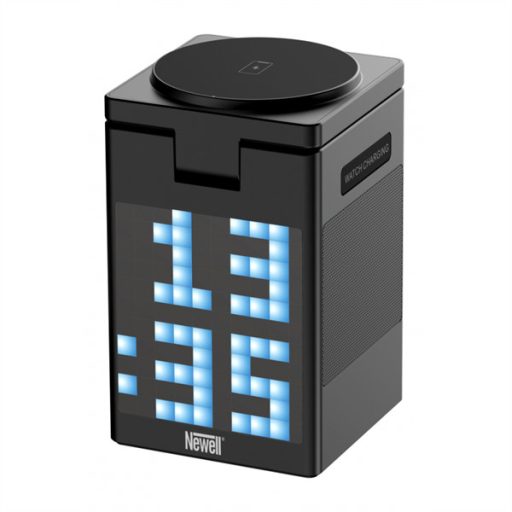 NEWELL induOne MagPlay 3 in 1 töltőállomás + hangszóró + óra, 3 eszköz töltés, LED kijelző, RGB, animációs lehetőségek