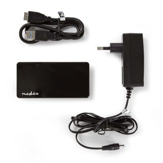   Nedis UHUBU3420BK aktív 4 portos USB HUB, USB 3.2 Gen 1, 5V táp