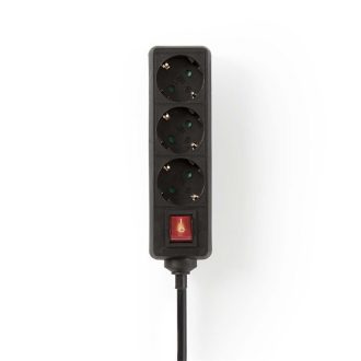   Nedis ESOC315F2BK 3 aljzatos kapcsolós elosztó, 1.5 m, 3680 W, 16 A, H05VV-F 3G1,5mm2
