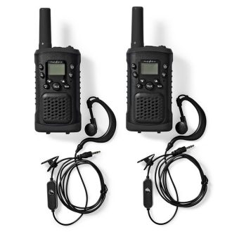   Nedis WLTK0610BK Walkie-Talkie készlet, 2 kézibeszélő 6 km-ig, 8 csatorna, 38 alcsatorna, 61 DCS kód, PTT/ VOX, LED lámp