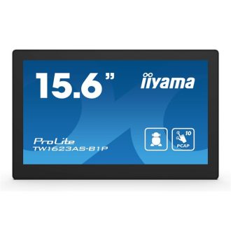   iiyama touch monitor, 24/7, 15,6", 1920 x 1080, 16:9, 450cd, 30ms, 1000:1, HDMI/USBx3/RJ45, TW1623AS-B1P