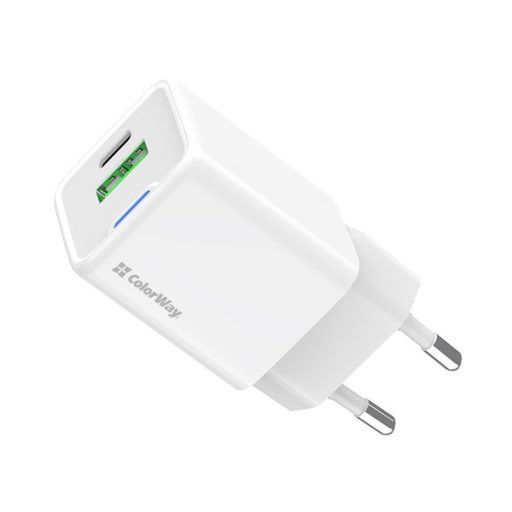COLORWAY AC töltő GaN Mini CW-CHS053PD-WT 30W PD port PPS USB (Type-C PD + USB QC4.0) fehér