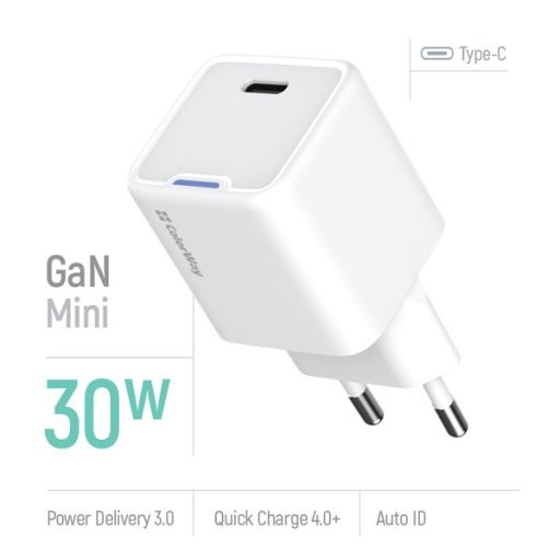 COLORWAY AC töltő GaN Mini CW-CHS054PD-WT 30W PD port PPS USB-C fehér