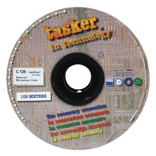 Tasker TASR-C128-BLK mikrofon kábel 2 x 0,35 mm2, 100m/tekercs