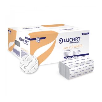   Kéztörlő 2 rétegű V hajtogatású 190 lap/csomag 20 cs/karton Easy White Lucart_863048 fehér