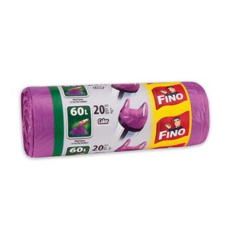   Szemeteszsák köthető füles 60 literes 20 db/tekercs lila Fino