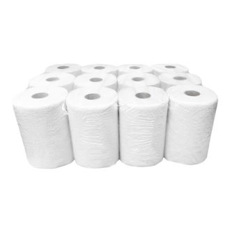   Kéztörlő 2 rétegű tekercses átmérő: 14 cm 100 % cellulóz duda nélküli 12 tekercs/karton_090631A-DN hófehér
