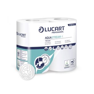   Toalettpapír 2 rétegű 400 lap/tekercs 4 tekercs/csomag Aquastream 4 Lucart_811B70J hófehér