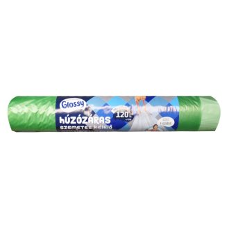  Szemeteszsák önzáró szalaggal 120 liter 70 x 110 cm 10 db/tekercs Glossy zöld