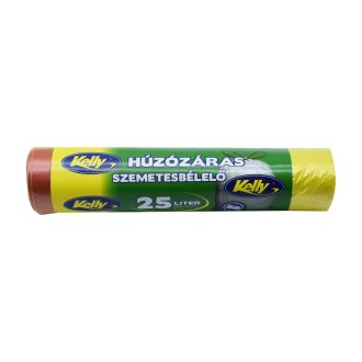   Szemeteszsák önzáró szalaggal 25 liter 15 db/tekercs Kelly_sárga