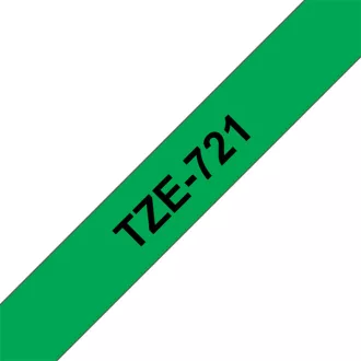   BROTHER szalag TZe-721, Zöld alapon Fekete, Laminált, 9mm  0.35", 8 méter