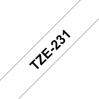   BROTHER szalag TZe-231, Fehér alapon Fekete, Laminált, 12mm  0.47", 8 méter