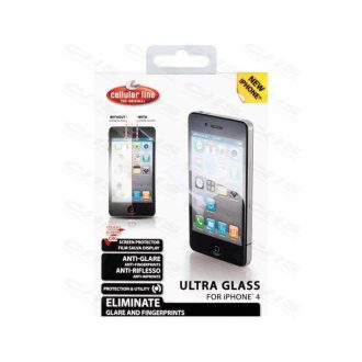   Cellularline Képernyővédő fólia, ULTRA GLASS, ujjlenyomat- és tükröződésmentes, iPhone 4