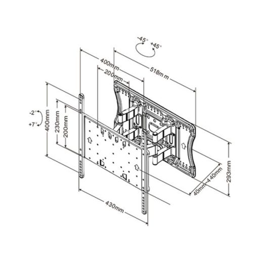 MULTIBRACKETS Fali konzol, M VESA Super Slim Tilt & Turn Plus (32-65", max.VESA: 400x400 mm, 40 kg)