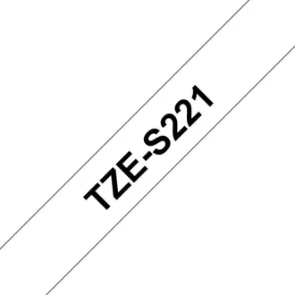   BROTHER szalag TZe-S221, Fehér alapon Fekete, Erős tapadású, 9mm  0.35", 8 méter