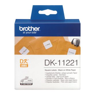   BROTHER Etikett címke DK-11221, 23mm x 23mm , Elővágott (stancolt), Fehér alapon fekete, 1000 db
