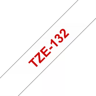   BROTHER szalag TZe-132, Átlátszó alapon Piros, Laminált, 12mm  0.47", 8 méter