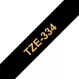   BROTHER szalag TZe-334, Fekete alapon Arany, Laminált, 12mm  0.47", 8 méter
