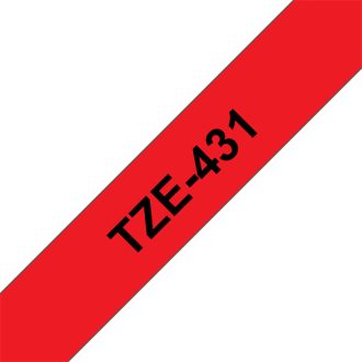   BROTHER szalag TZe-431, Piros alapon Fekete, Laminált, 12mm  0.47", 8 méter
