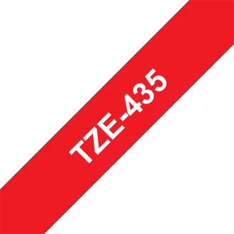   BROTHER szalag TZe-435, Piros alapon Fehér, Laminált, 12mm  0.47", 8 méter