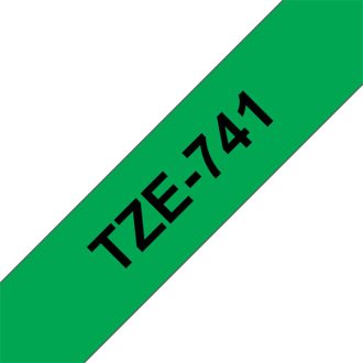   BROTHER szalag TZe-741, Zöld alapon Fekete, Laminált, 18mm  0.7", 8 méter