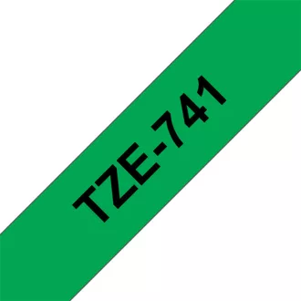   BROTHER szalag TZe-741, Zöld alapon Fekete, Laminált, 18mm  0.7", 8 méter