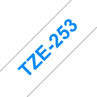   BROTHER szalag TZe-253, Fehér alapon Kék, Laminált, 24mm  0.94", 8 méter