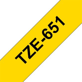   BROTHER szalag TZe-651, Sárga alapon Fekete, Laminált, 24mm  0.94", 8 méter